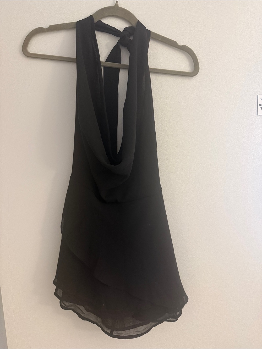Local European Black Draped Halter Camisole